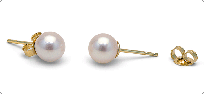 White Akoya Pearl Stud Earrings 6.0-6.5 mm AAA