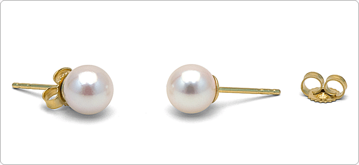 White Akoya Pearl Stud Earrings 6.5-7.0 mm AAA