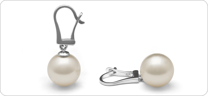 White Silver SouthSea Pearl Dangle Earrings 11-12mm AAA