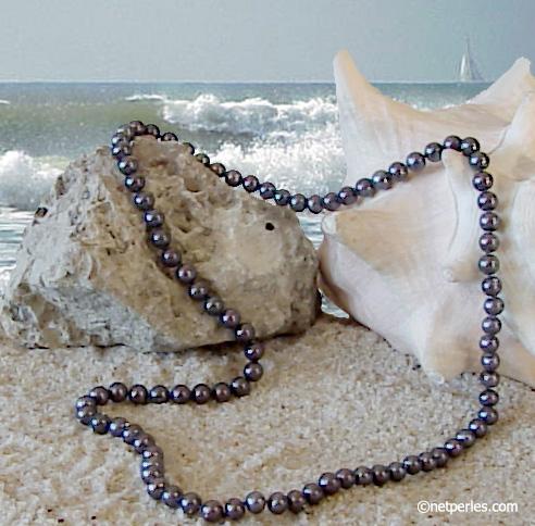 Freshwater cultured pearl necklace 66 cm, 7.5-8 mm AA+ black