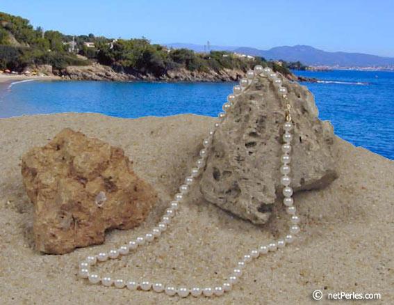 Freshwater cultured pearl necklace 45 cm, 6.5-7 mm, white, AAA