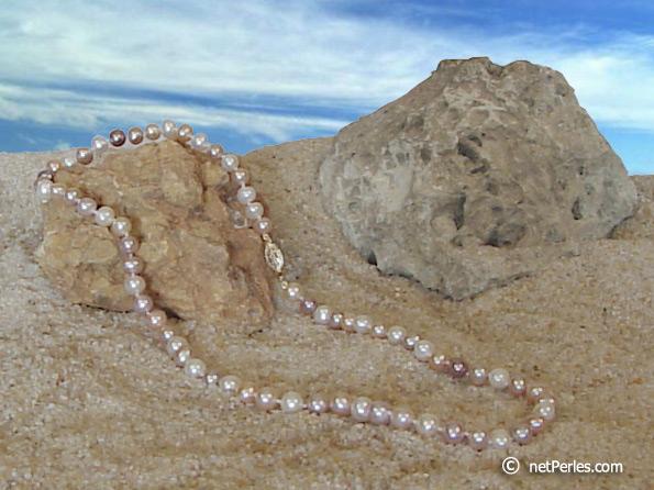 Freshwater cultured pearl necklace 45 cm, 6.5-7 mm, multicolor, AA+