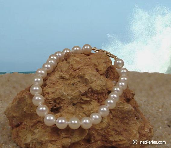 Freshwater cultured pearl bracelet 18 cm, 6.5-7 mm, AAA, white