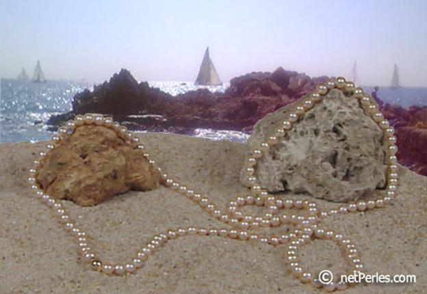 Freshwater cultured pearl necklace 130 cm, 7.5-8 mm AA+ Peach