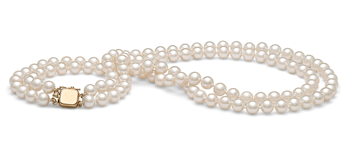 Cultured Akoya Pearl Double Strand necklace, 6.5-7 mm, white AAA
