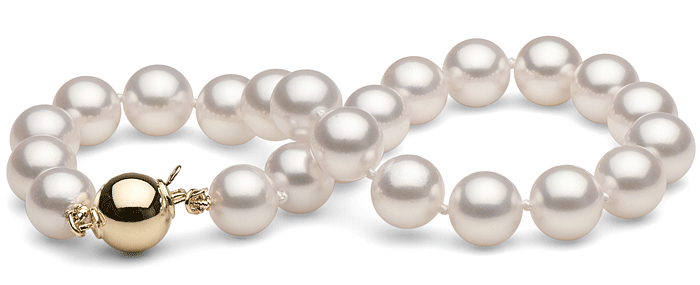 Saltwater Akoya pearl bracelet 18 cm, 7-7.5 mm, white, AA+