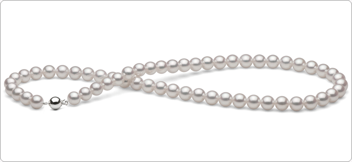 White Hanadama Akoya Pearl Necklace 45 cm, 7.0-7.5 mm 