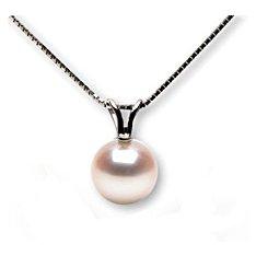 White Akoya pearl pendant V 14k white gold 7-7.5 mm AAA