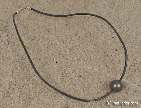 Tahitian Pearl leather necklace, 12-13 mm, AAA