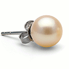 Freshwater Pearl Stud Earrings 7.5-8 mm peach AAA