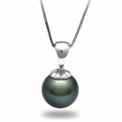 CLASSIQUE White Gold Pendant, Black Tahitian Pearl 10-11 mm AAA