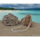 Freshwater cultured pearl necklace double strand 45 cm 6.5-7 mm AAA