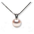 White Akoya pearl pendant V 14k white gold 7-7.5 mm AAA