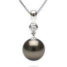 ROMA White Gold Pendant, Black Tahitian Pearl 10-11 mm AAA