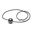 Tahitian Pearl leather necklace, 13-14 mm, AAA