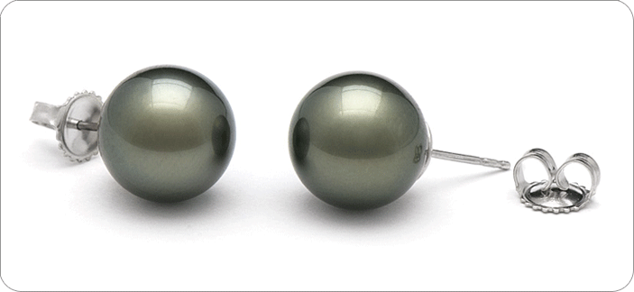 Tahiti Schwarze Perlen Ohrstecker 12-13 mm AAA