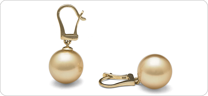 Goldene Südseeperlen Ohrringe 11-12 mm AAA