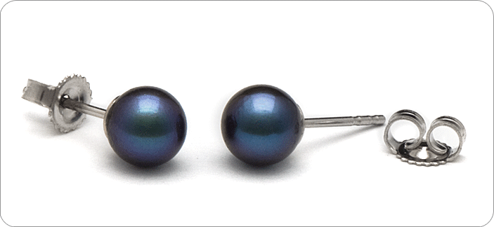 Boucles d'oreilles en perles d'Akoya noires, 6.0-6.5 mm AA+