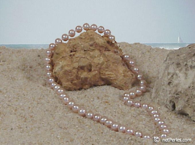 Collier de perles d'eau douce  45 cm, 7.5-8 mm AAA Lavande