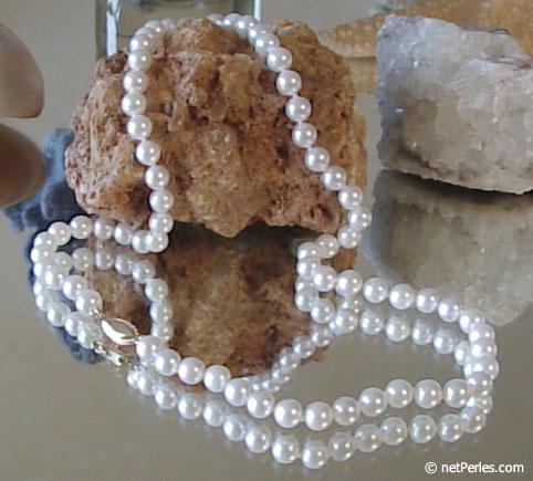 Collier Perles d'Akoya 45 cm 6-6.5 mm AA+ blanches