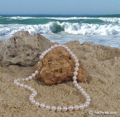 Collier Perles d'Akoya 45 cm 7-7.5 mm AAA blanches