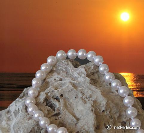 Collier Perles d'Akoya 90 cm  6-6.5 mm AAA blanches