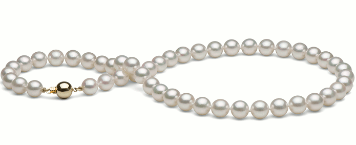 Collier Perles d'Akoya 45 cm 8-8.5 mm AA+ blanches