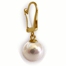 Boucles d'oreilles dormeuses perles d'Akoya blanches, 8.0-8.5 mm AAA