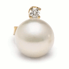 Boucles d'oreilles en perles d'Akoya et diamant, 7.0-7.5 mm AAA