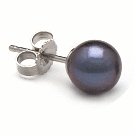 Boucles d'oreilles en perles d'eau douce noires, 6-7 mm AAA