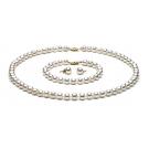 Parure de perles d'Eau Douce 3 bijoux 45/18 cm, 7.5-8 mm, noires AA+