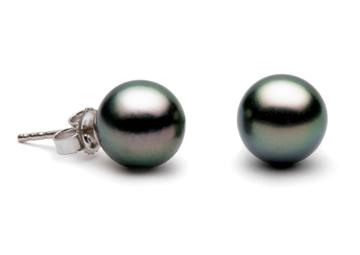 Orecchini Perle Nere di Tahiti, 8-9 mm, AAA