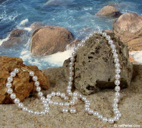 Parure Perle d'Acqua Dolce 45 e 18 cm, 7.5-8 mm, bianche AAA