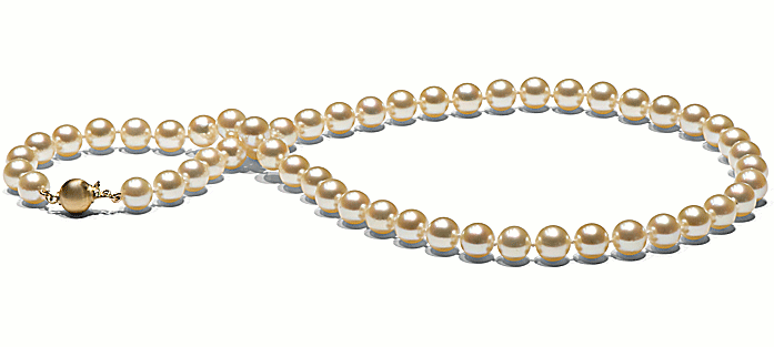 Collana di Perle di coltura Akoya 45 cm 6-7 mm dorate AAA