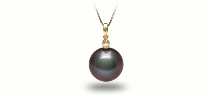 ROMANCE Pendente Oro giallo 18k Perla di Tahiti 12-13 mm
